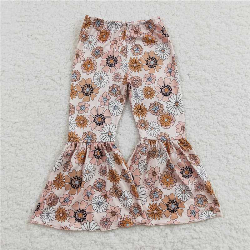 vintage flower bell pants milk silk girls trousers