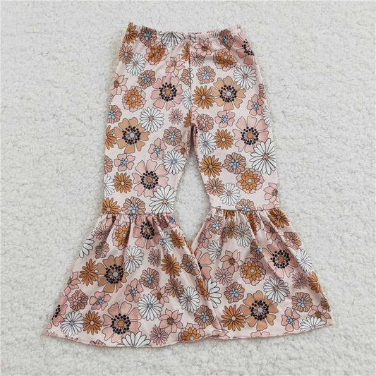 vintage flower bell pants milk silk girls trousers