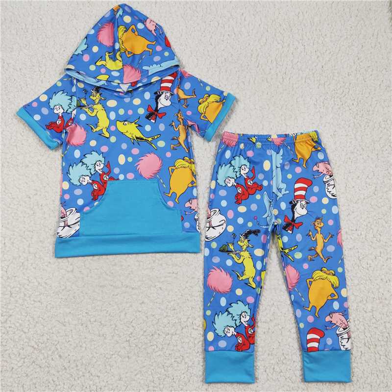 shirt & pants dr.seuss boy hoodie set kid clothes