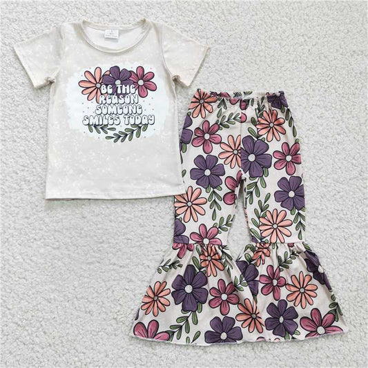 floral shirt bell pants girls sets kids clothes