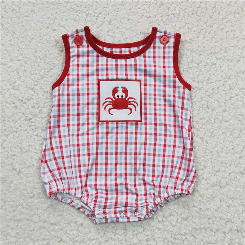 embroidery crab baby bubbles boys rompers