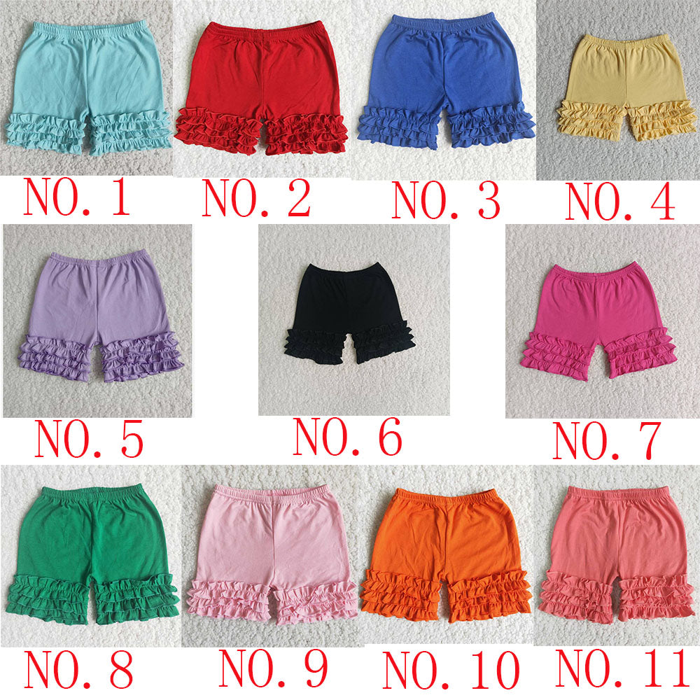 Rainbow Colorful Cotton ruffles Shorts girls clothes