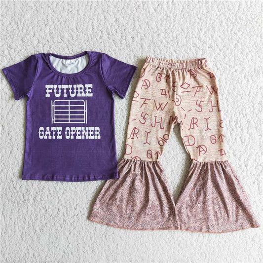 future gate opener shirt bell pants girls sets kids clothes