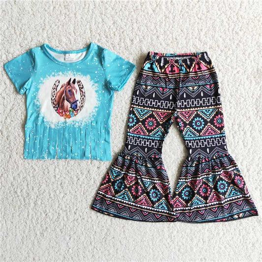 horse shirt bell pants girls sets kids clothes