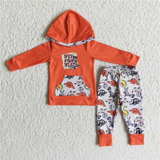 halloween winter hooded long sleeve top and long pants sets