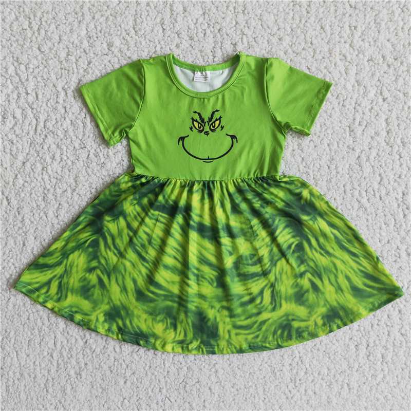 Christmas green BABY KID carton girls dress grinch skirt