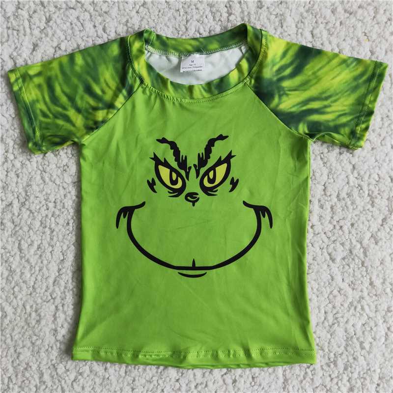 green tops christmas grinch boy short sleeve t-shirt