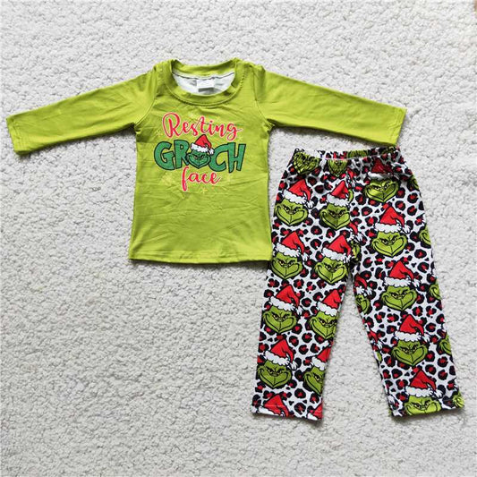 green christams pajamas suit baby boys grinch outfits winter set