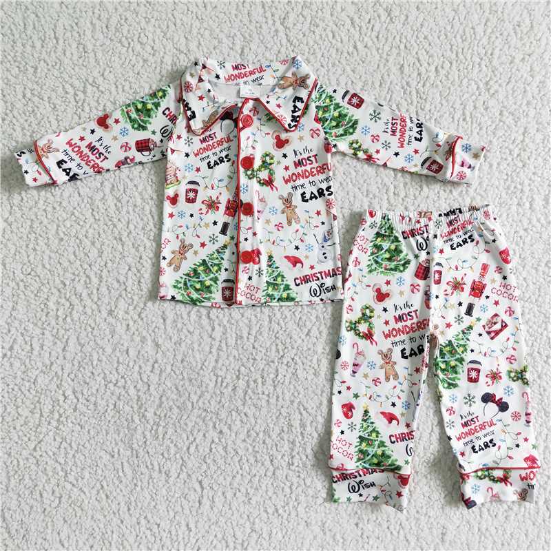 christmas pajamas suit baby boys long sleeve pants 2 pieces outfits winter sets