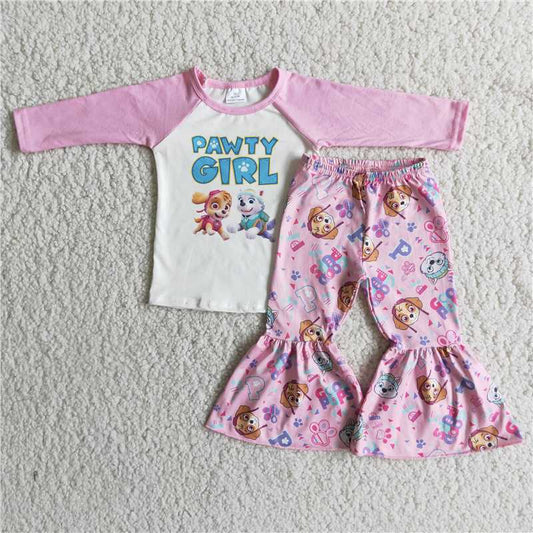 dog shirt and bell pants 2 pieces girls outfits kids clothes