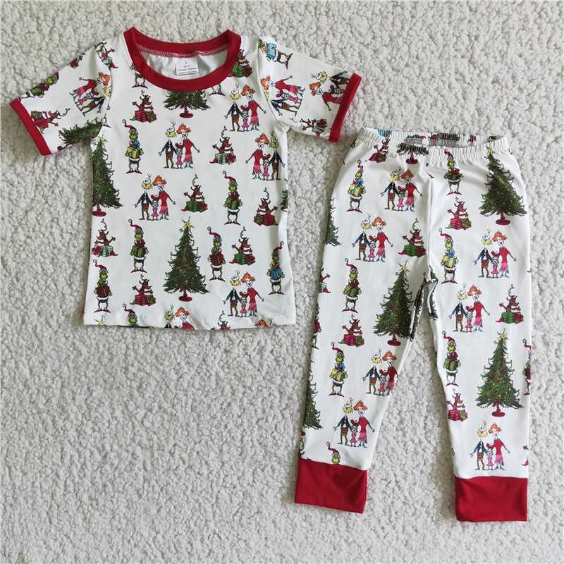 fall winter Christmas boys outfits shorts sleeve shirt & pants pajamas sets