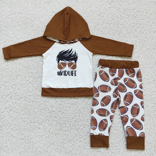 kidlife boys winter hooded long sleeve top and football long pants sets