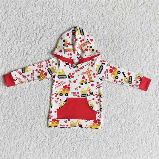 love truck Valentine's Day hoodie top kids clothes hooded top