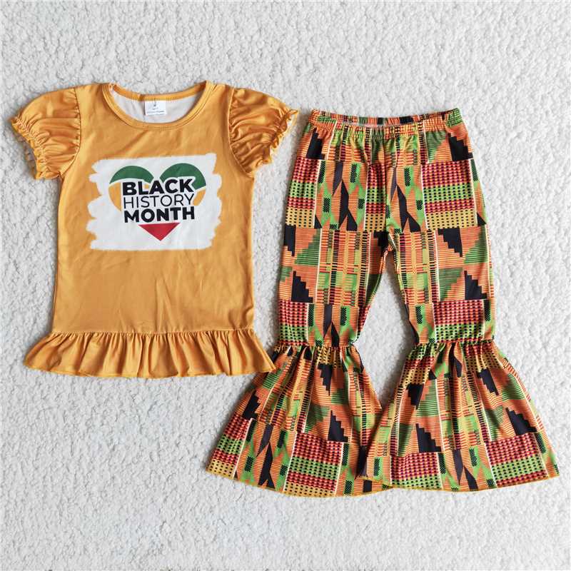 black history month shirt bell pants girls sets kids clothes