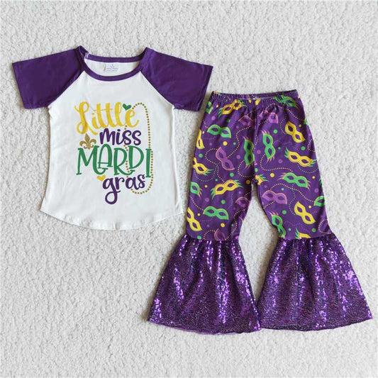 " little mardi gras" fall spring set mask girl outfits kids clothes