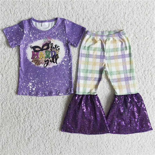 " mardi gras" fall spring set mask girl outfits kids clothes