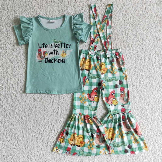 chicken overall set girls outfits kids clothes