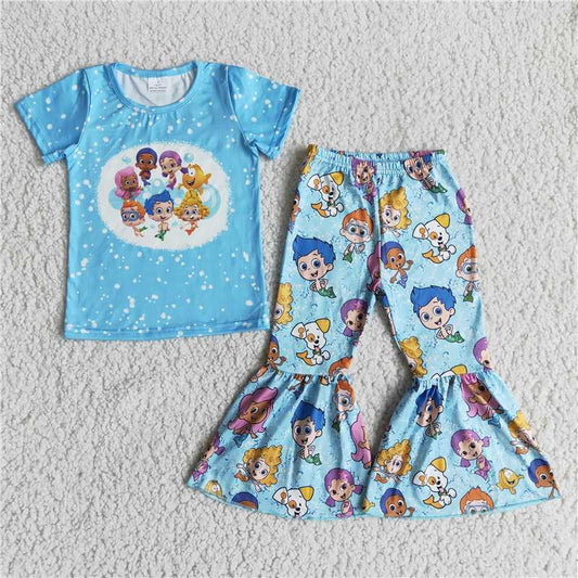 carton shirt bell pants girls sets kids clothes