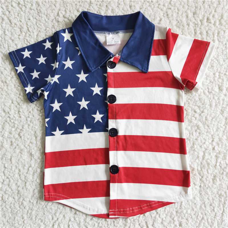 july 4th short sleeve shirt boys summer button top