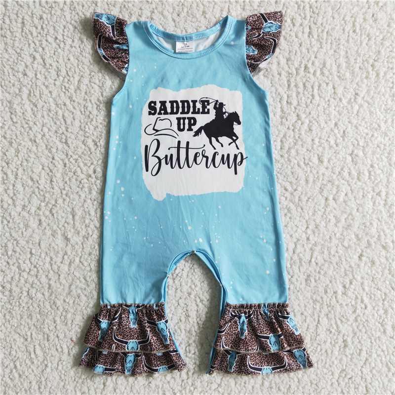 saddle up girls rompers kids clothes