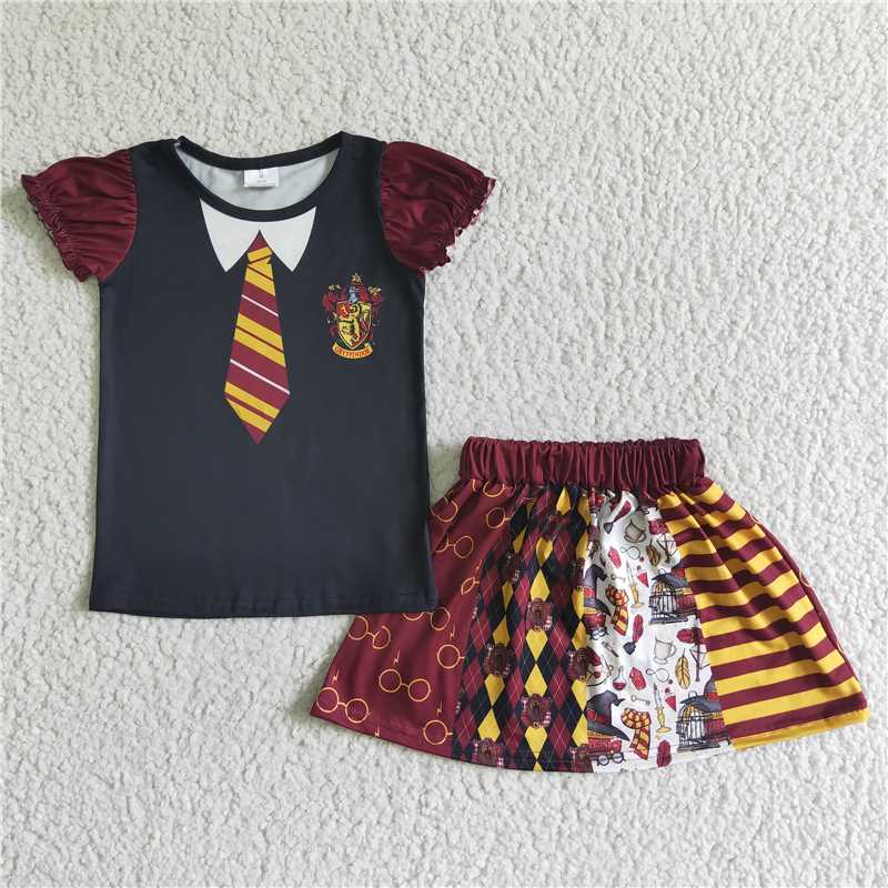 harry potter shirt & skirt girl sets dress suits