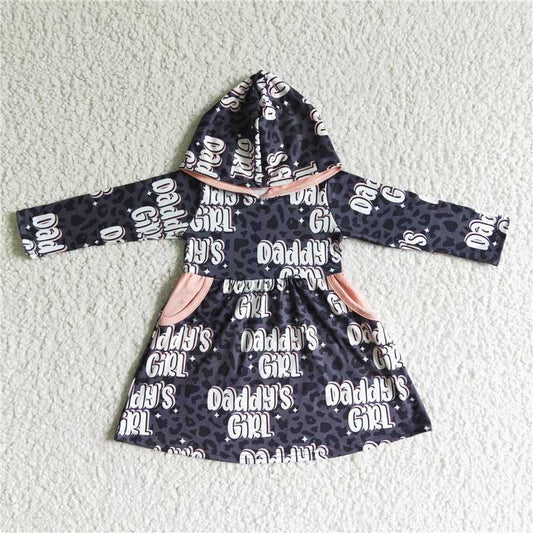 long sleeve hooded dress daddy's girl skirt kids clothes