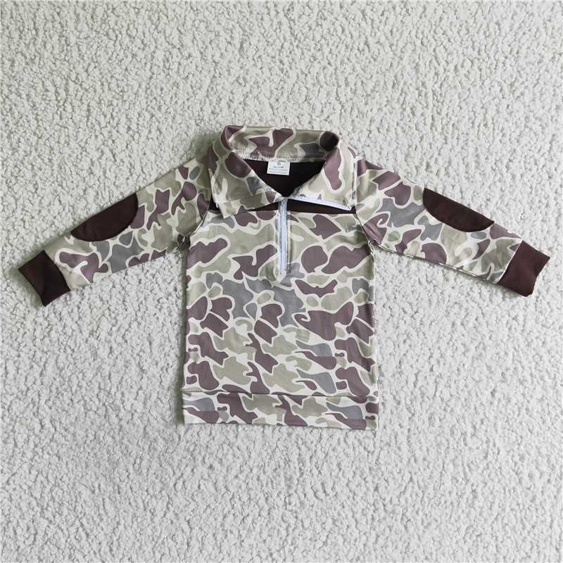 long sleeve zip camo pullover boys top kids clothes