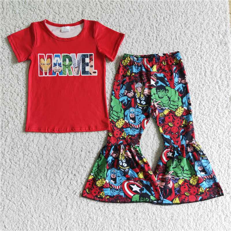 marvel carton hero girls sets kids clothes