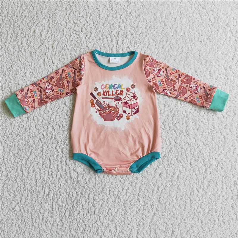 cereal killer bubble long sleeve baby romper