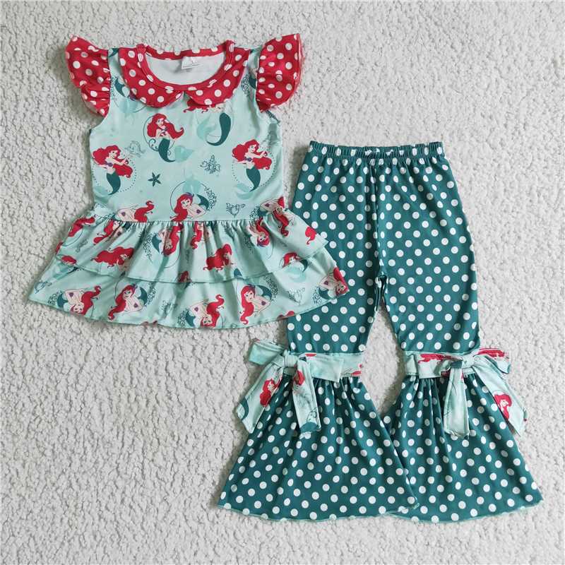 princess mermaid carton girls sets kids clothes