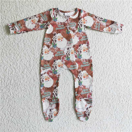 santa Sleeper romper even feet christmas jumpsuit kids clothes