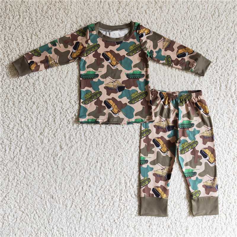 camo pajamas suit boy fall winter sets