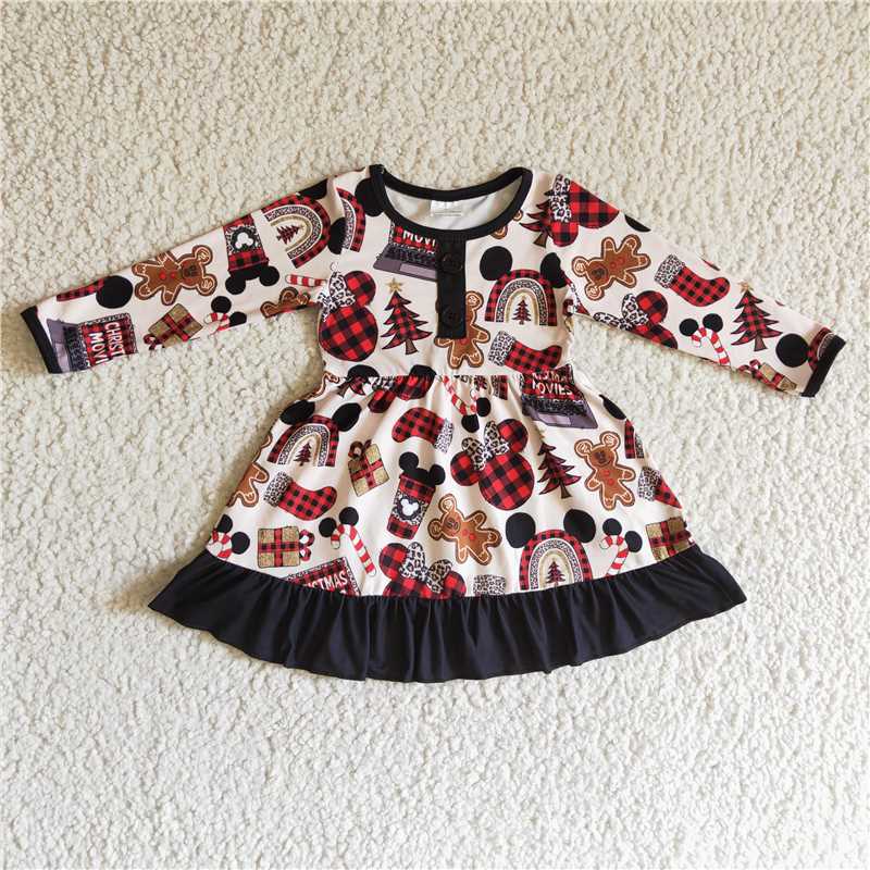 Christmas dress long sleeve girls skirt kids clothes