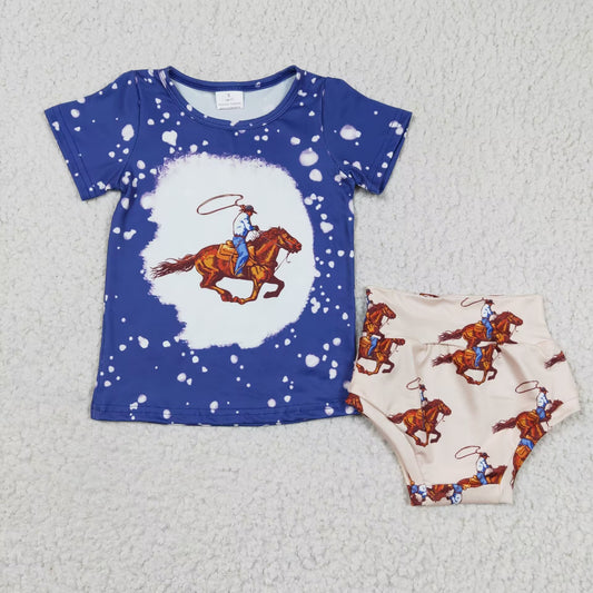 GBO0064 cowboy Girls baby bummies sets