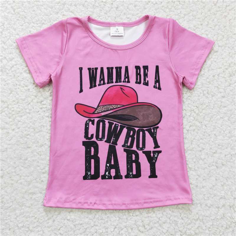 i wannna be a cowboy baby girls short sleeve shirt