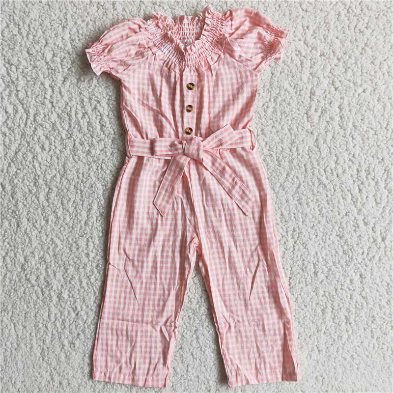 Plaid girls jumpsuits simple fashion