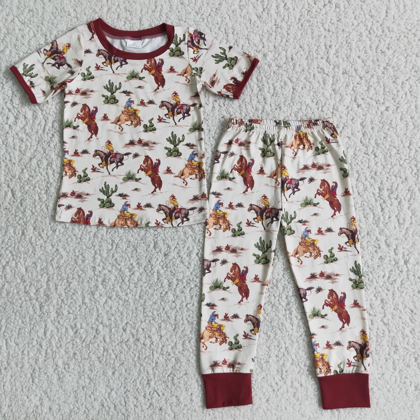 western life riding pajamas boys shorts sleeve and long pants sets