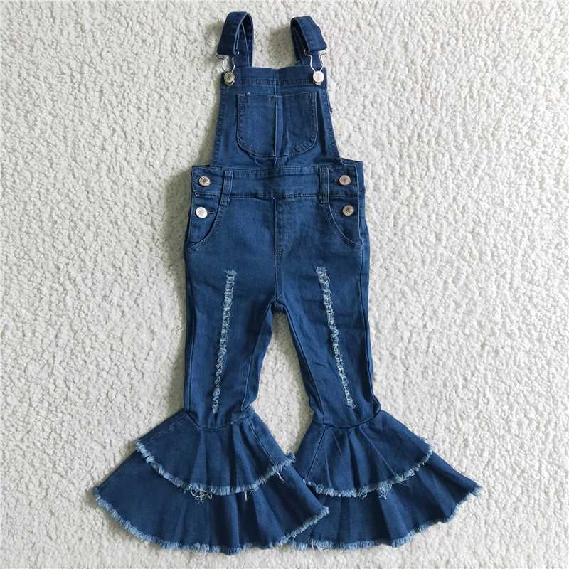 blue kids girls denim overall jeans bell