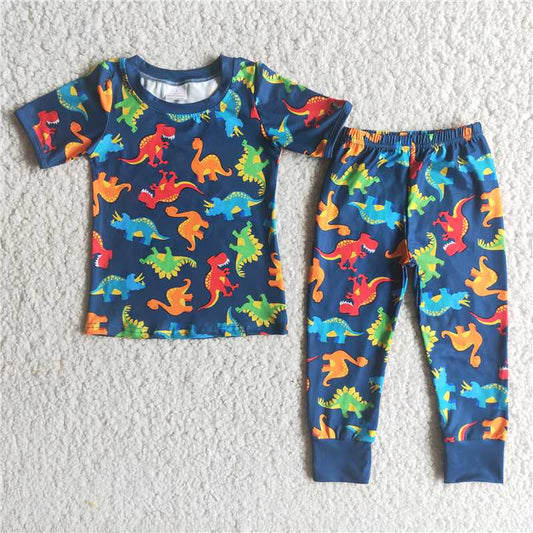 Dinosaur pajamas boys shorts sleeve and long pants sets