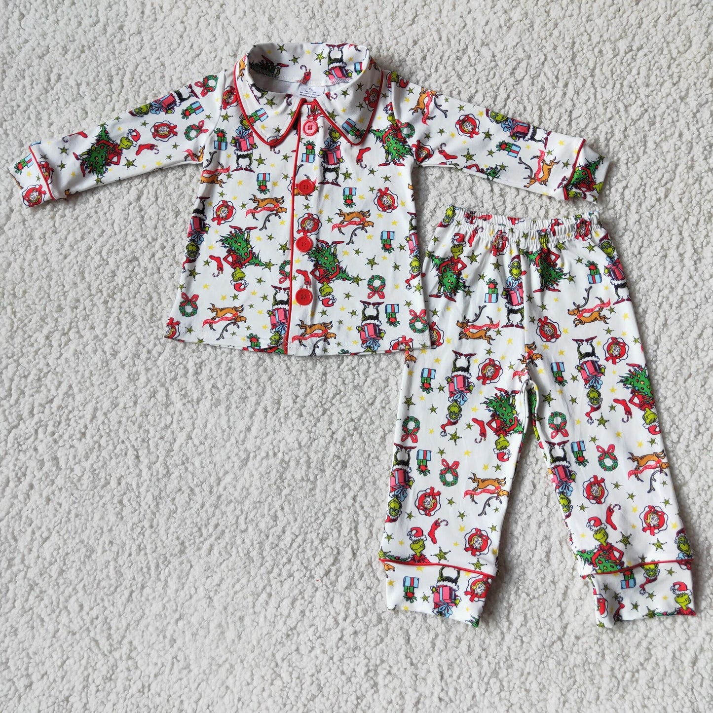 Christmas fall pajamas suit boys long sleeve pants 2 pieces outfits winter sets