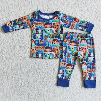 luca cartoon 2 pieces girls match boy pajamas sets kids clothes