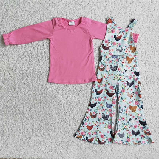 chicken overall set girls outfits kids clothes