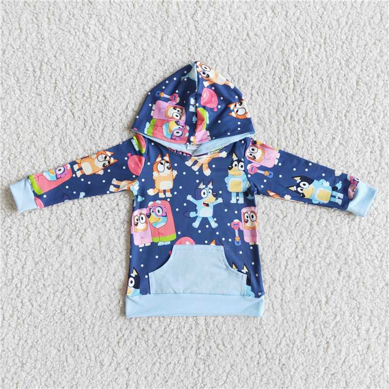 BLUE DOG boy long sleeve hoodie top