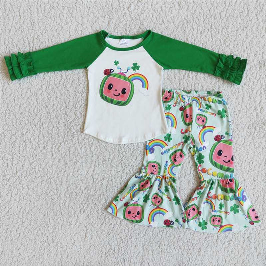 cartoon St. Patrick's Day clothes girl outfits kids clothing