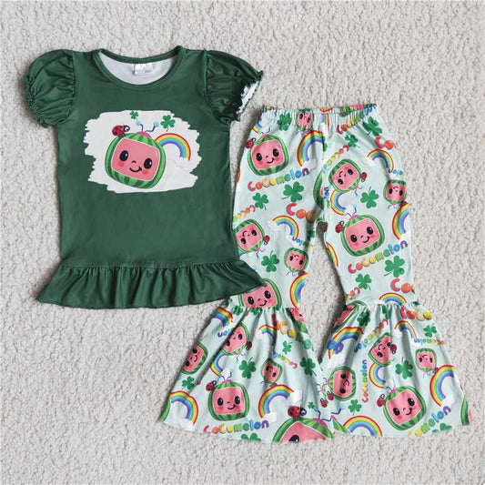 cartoon St. Patrick's Day clothes girl outfits kids clothing