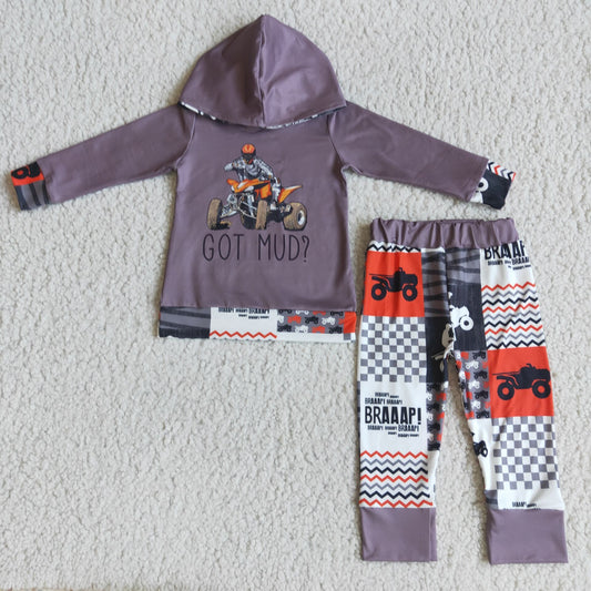 "got mud?" boys set hoodide pants outfits