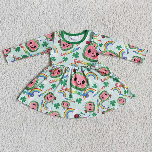 cartoon girls dress kids skirt St. Patrick's Day clothes