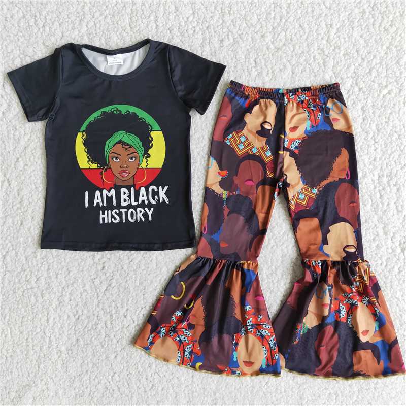 i am black history shirt bell girls sets kids clothes