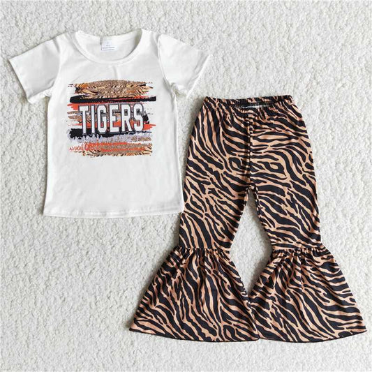 tigers shirt bell girls sets kids clothes