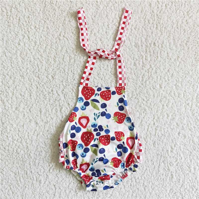 strawberry girls bubbles baby rompers